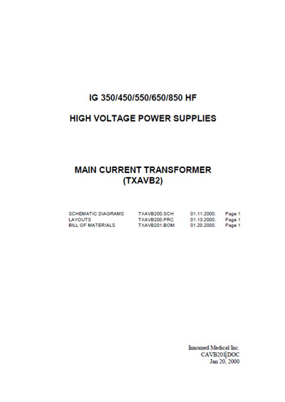 Схема электрическая Electric scheme (circuit) на Main current transformer TXAVB2 (CAVB201) [Innomed]