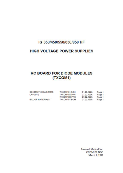 Схема электрическая, Electric scheme (circuit) на Рентген Rc board for diode modules TXCOM1 (CCOM101)
