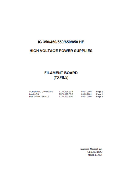 Схема электрическая Electric scheme (circuit) на Filament board TXFIL5 (CFIL502) [Innomed]