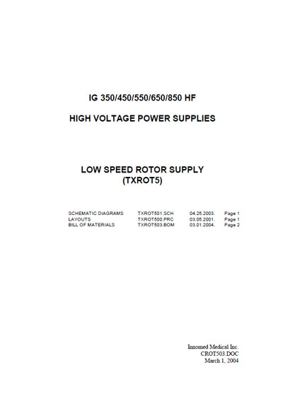 Схема электрическая Electric scheme (circuit) на Low speed rotor supply TXROT5 (CROT503) [Innomed]
