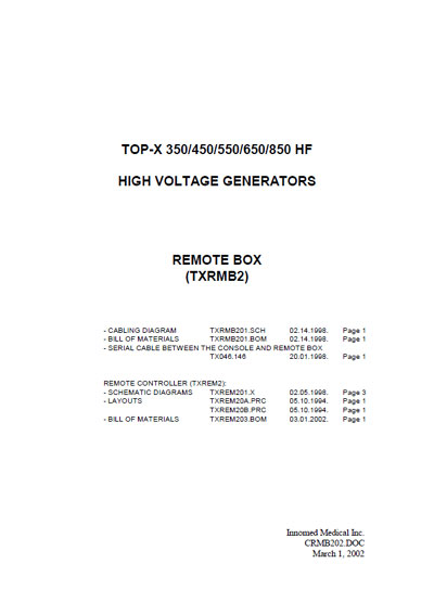 Схема электрическая Electric scheme (circuit) на Remote box TXRMB2 (CRMB202) [Innomed]