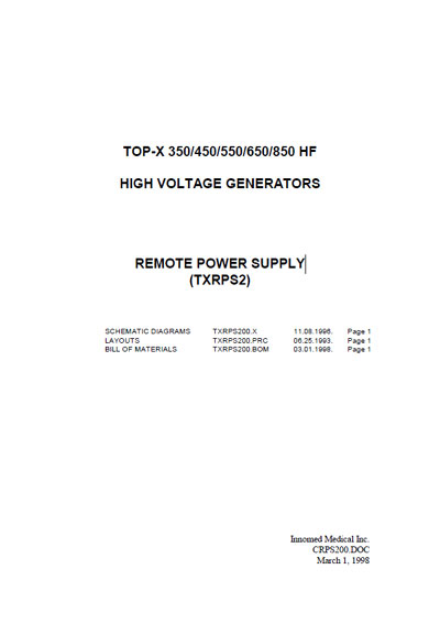 Схема электрическая, Electric scheme (circuit) на Рентген Remote power supply TXRPS2 (CRPS200)