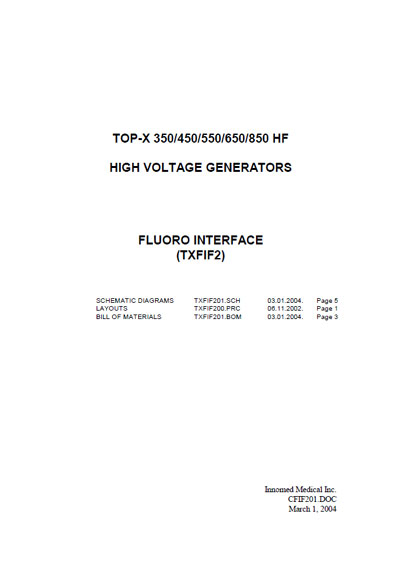 Схема электрическая Electric scheme (circuit) на Fluoro interface TXFIF2 (CFIF201) [Innomed]