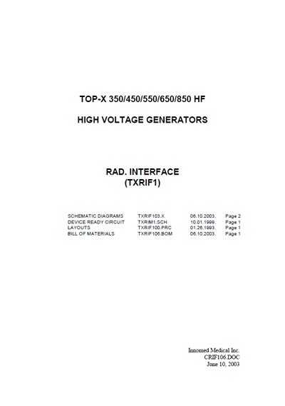 Схема электрическая, Electric scheme (circuit) на Рентген Rad. interface TXRIF1 (CRIF106)