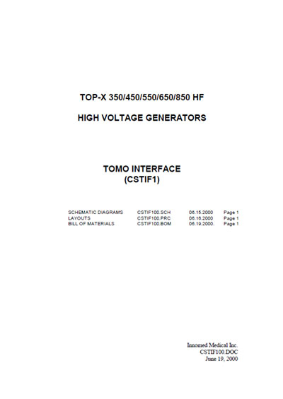 Схема электрическая Electric scheme (circuit) на Tomo interface CSTIF1 (CSTIF100) [Innomed]