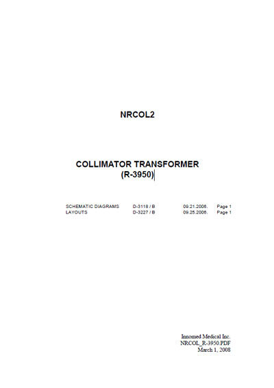 Схема электрическая, Electric scheme (circuit) на Рентген Collimator transformer NRCOL2 (R-3950)
