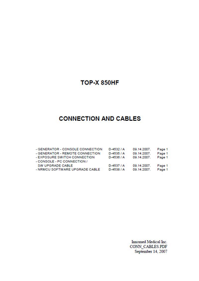 Схема электрическая Electric scheme (circuit) на TOP-X 850HF Connection and cables [Innomed]