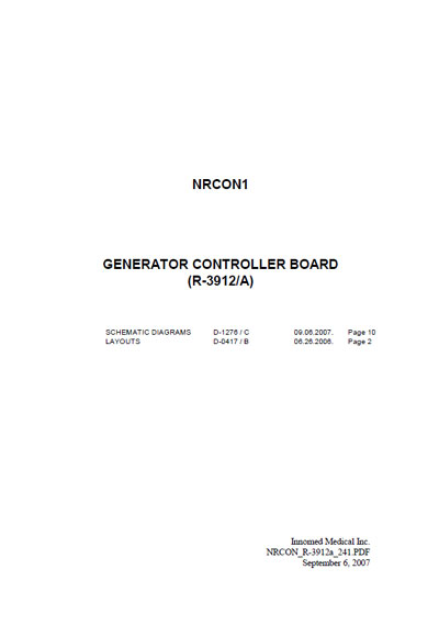 Схема электрическая Electric scheme (circuit) на Generator controller board NRCON1 (R-3912/A) [Innomed]