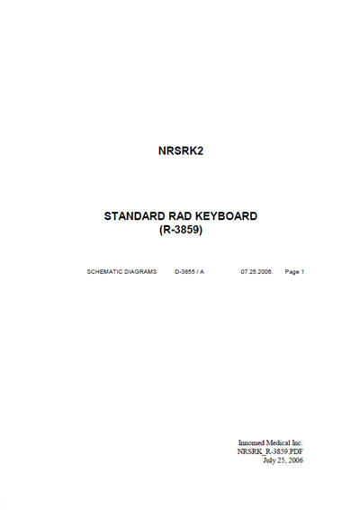 Схема электрическая Electric scheme (circuit) на Standard rad keyboard NRSRK2 (R-3859) [Innomed]