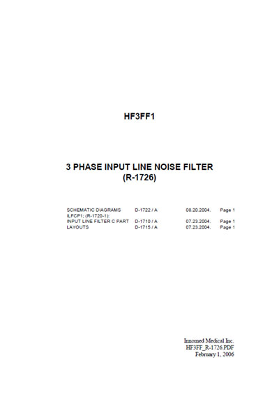Схема электрическая, Electric scheme (circuit) на Рентген 3 phase input line noise filter HF3FF1 (R-1726)