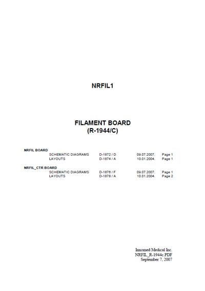 Схема электрическая Electric scheme (circuit) на Filament board NRFIL1 (R-1944/C) 2007 [Innomed]