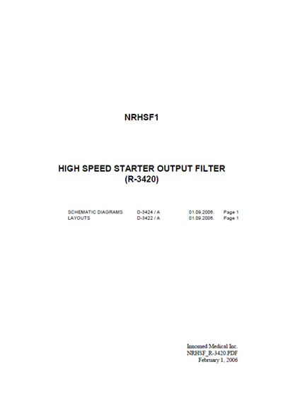 Схема электрическая, Electric scheme (circuit) на Рентген High speed starter output filter NRHSF1 (R-3420)