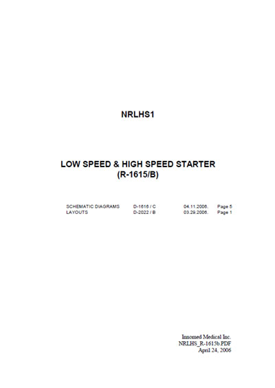 Схема электрическая Electric scheme (circuit) на Low speed & high speed starter NRLHS1 (R-1615/B) [Innomed]