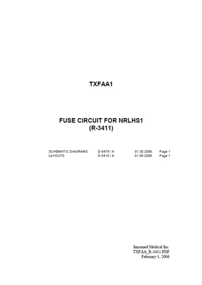 Схема электрическая Electric scheme (circuit) на Fuse circuit for NRLHS1 TXFAA1 (R-3411) [Innomed]