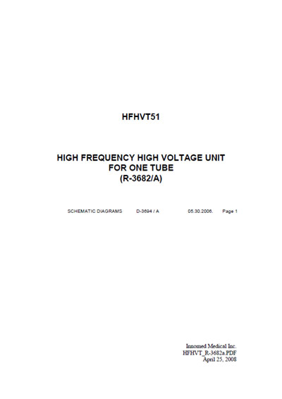 Схема электрическая, Electric scheme (circuit) на Рентген High frequency high voltage unit HFHVT51 (R-3682/A)