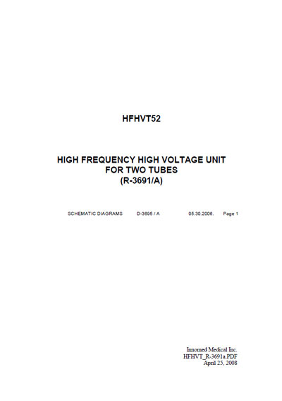 Схема электрическая Electric scheme (circuit) на High frequency high voltage unit HFHVT52 (R-3691/A) [Innomed]