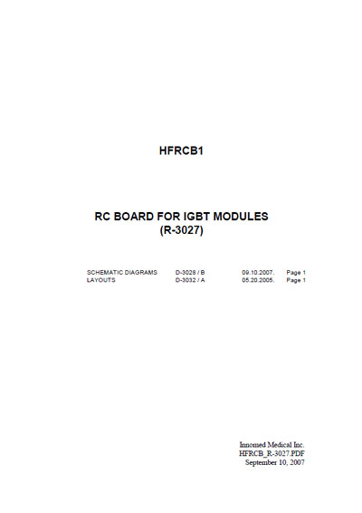Схема электрическая, Electric scheme (circuit) на Рентген Rc board for igbt modules HFRCB1 (R-3027) 2007