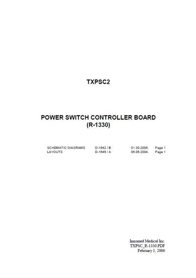 Схема электрическая, Electric scheme (circuit) на Рентген Power switch controller board TXPSC2 (R-1330)