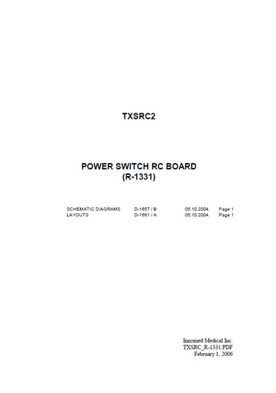 Схема электрическая Electric scheme (circuit) на Power switch rc board TXSRC2 (R-1331) [Innomed]
