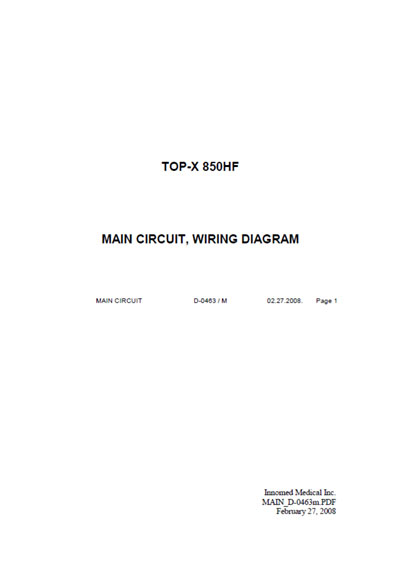Схема электрическая, Electric scheme (circuit) на Рентген-Генератор TOP-X 850HF Main circuit, wiring diagram