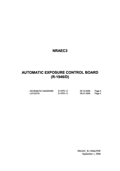 Схема электрическая, Electric scheme (circuit) на Рентген Automatic exposure control board NRAEC3 (R-1946/D) 2006
