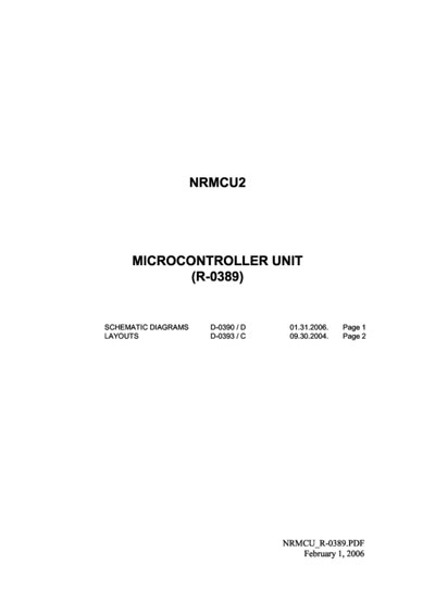 Схема электрическая, Electric scheme (circuit) на Рентген Microcontroller unit NRMCU2 (R-0389)