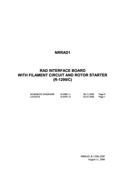 Схема электрическая Electric scheme (circuit) на Rad interface board NRRAD1 (R-1299/C) [Innomed]