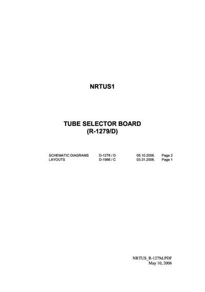 Схема электрическая Electric scheme (circuit) на Tube selector board NRTUS1 (R-1279/D) [Innomed]