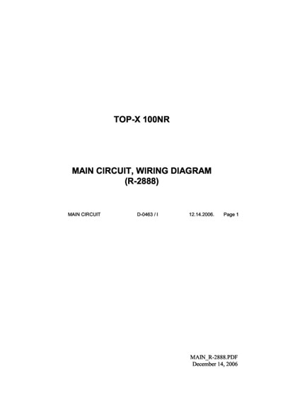 Схема электрическая, Electric scheme (circuit) на Рентген-Генератор TOP-X 100HR Main circuit, wiring diagram (R-2888)