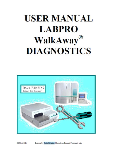 Инструкция пользователя User manual на WalkAway 40/96 & 40/96 SI [Dade Behring]