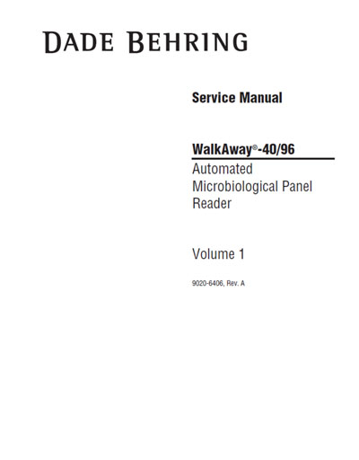 Сервисная инструкция Service manual на WalkAway 40/96 [Dade Behring]