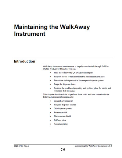 Техническая документация, Technical Documentation/Manual на Анализаторы WalkAway - Maintaining