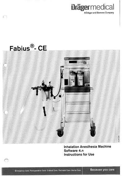 Инструкция по эксплуатации, Operation (Instruction) manual на ИВЛ-Анестезия Fabius CE
