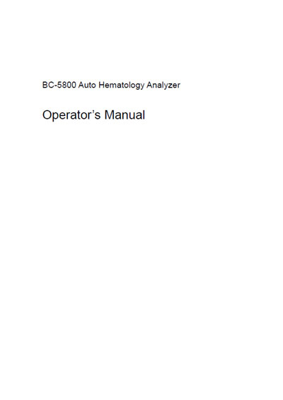 Инструкция пользователя, User manual на Анализаторы BC-5800 (2011-03)
