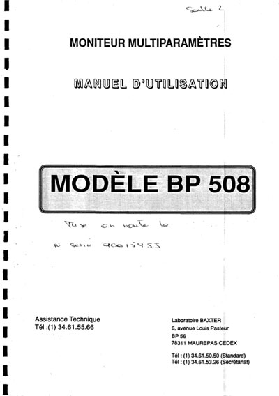 Инструкция по эксплуатации Operation (Instruction) manual на BP 508 [Baxter]