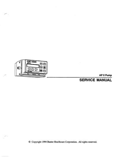 Сервисная инструкция Service manual на AP ll Pump [Baxter]