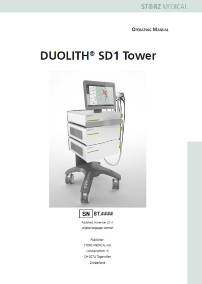 Инструкция по эксплуатации, Operation (Instruction) manual на Терапия Duolith SD1 Tower