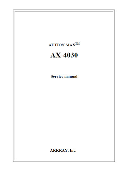 Сервисная инструкция Service manual на Aution-Max AX 4030 [Arkray]