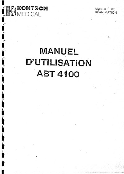 Инструкция пользователя, User manual на ИВЛ-Анестезия ABT 4100  (Kontron)
