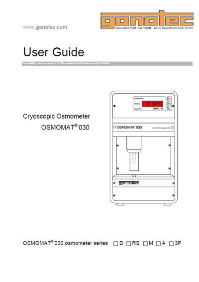 Инструкция пользователя, User manual на Лаборатория Осмометр Osmomat 030 (Gonotec)