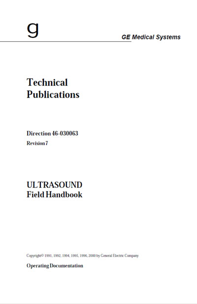 Справочные материалы, Reference manual на Диагностика-УЗИ Logiq a200 Rev. 7 Field Handbook