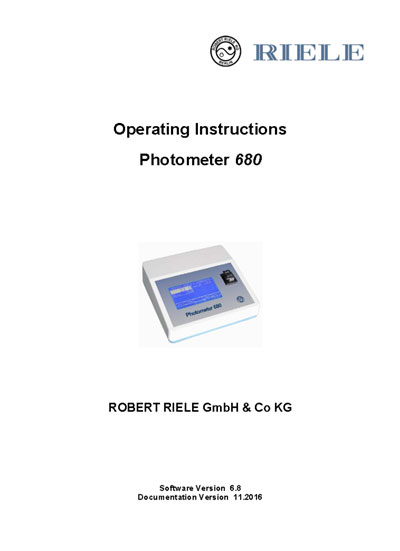 Инструкция по эксплуатации, Operation (Instruction) manual на Анализаторы-Фотометр 680 Soft 6.8 11.2016