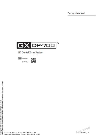 Сервисная инструкция Service manual на GXDP-700 (Rev 3) [Gendex]