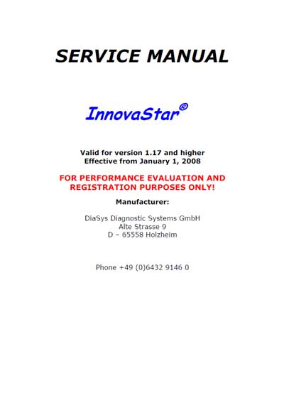 Сервисная инструкция Service manual на Innova Star [Diasys]