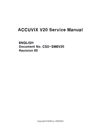 Сервисная инструкция, Service manual на Диагностика-УЗИ Accuvix V20