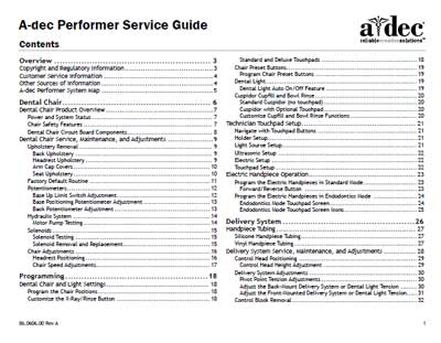 Сервисная инструкция Service manual на Performer [A-dec]