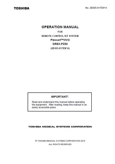 Инструкция оператора, Operator manual на Рентген Plessart Vivo DREX -PZ50 (Remote control R/F system)