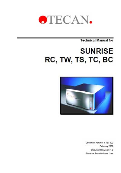 Техническая документация Technical Documentation/Manual на Sunrise RC, TW, TS, TC, BC [Tecan]