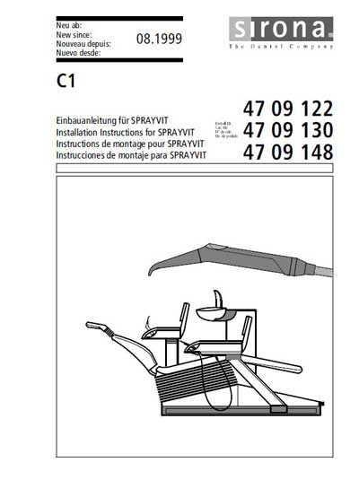 Инструкция по монтажу, Installation instructions на Стоматология C1 Sprayvit
