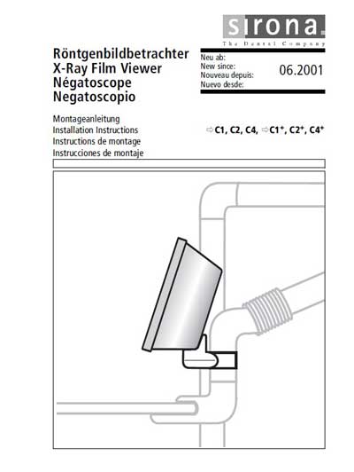 Инструкция по монтажу, Installation instructions на Стоматология C1, C2, C4, C1+, C2+, C4+ X-Ray Film Viewer